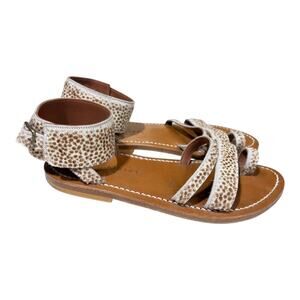 K. Jacques Animal Print Pony Hair Sandals Size 38 EU 8 US